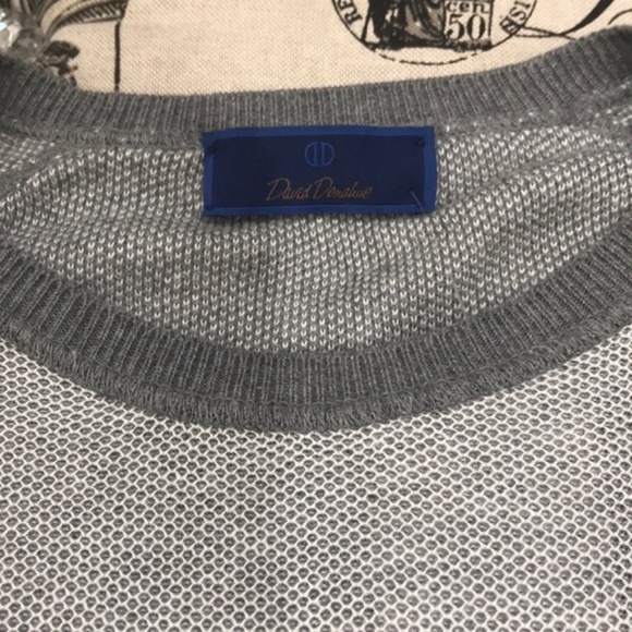 David Donahue Cotton Oxford Knit Raglan Sweater - Picture 5 of 7